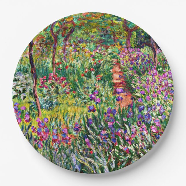 Monet - The Iris Garden at Giverny Paper Plate (Front)