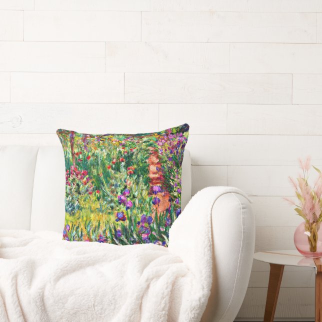Monet - The Iris Garden at Giverny Throw Pillow (Couch)
