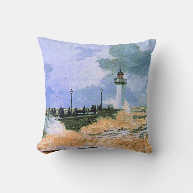 Monet - The Jetty at Le Havre, Cushion (Front)