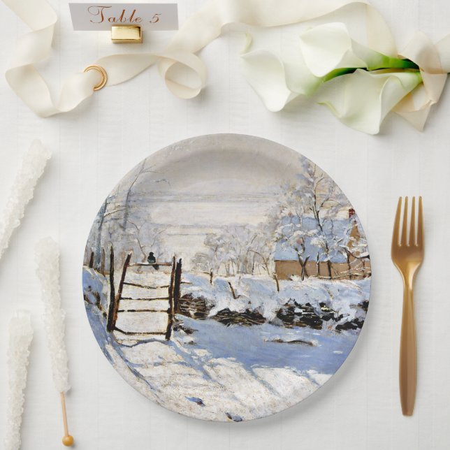 Monet - The Magpie,  Paper Plate (Wedding)