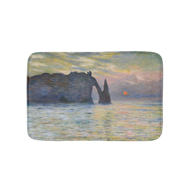 Monet - The Manneport, Cliff at Etretat, Sunset Bath Mat (Front)