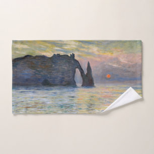 Monet - The Manneport, Cliff at Etretat, Sunset Bath Towel Set