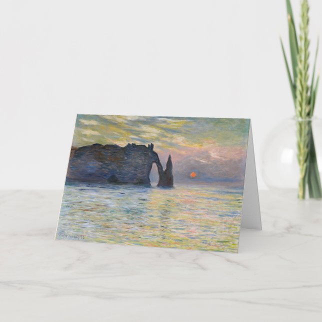 Monet - The Manneport, Cliff at Etretat, Sunset Card (Front)