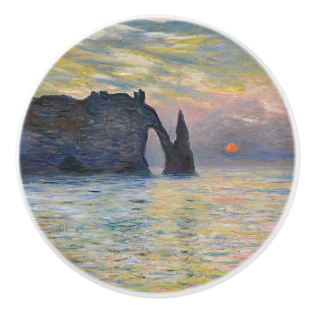 Monet - The Manneport, Cliff at Etretat, Sunset Ceramic Knob (Front)
