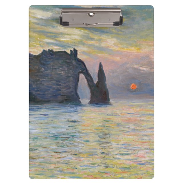 Monet - The Manneport, Cliff at Etretat, Sunset Clipboard (Front)
