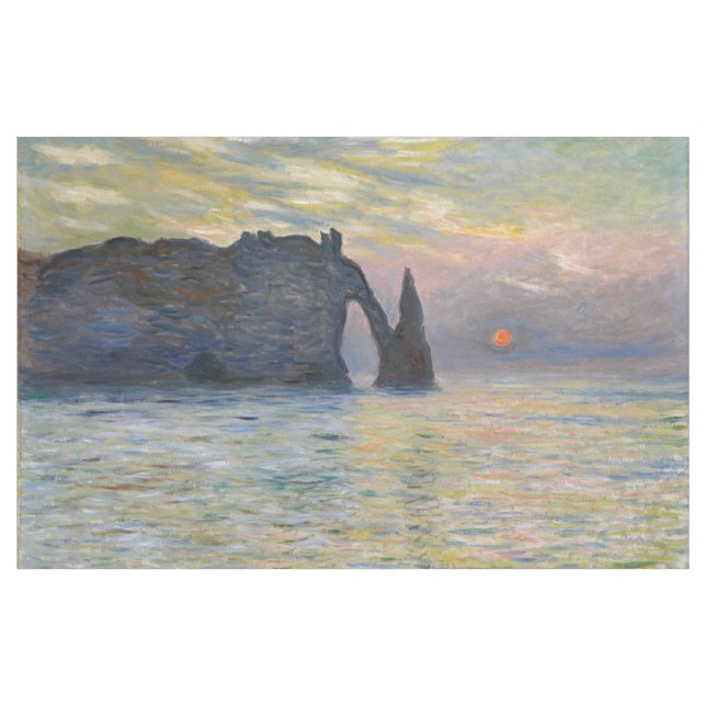 Monet - The Manneport, Cliff at Etretat, Sunset Fabric (Yard)
