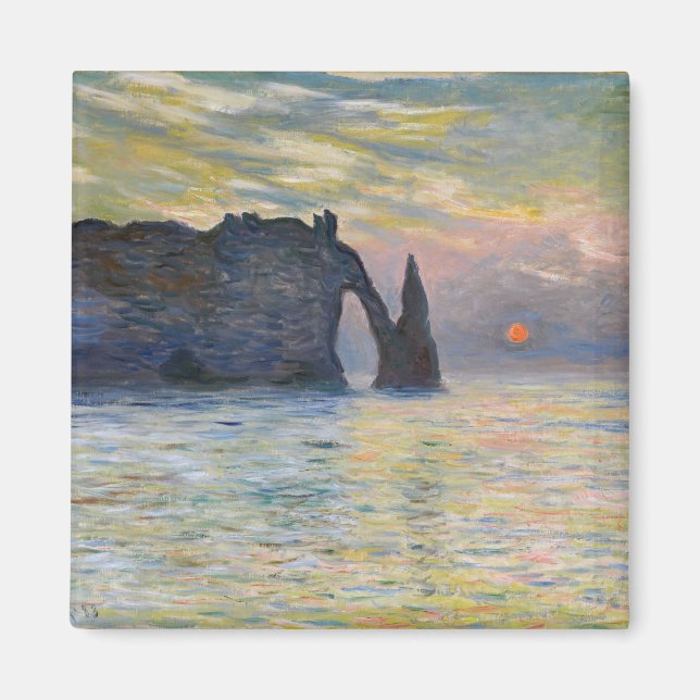 Monet - The Manneport, Cliff at Etretat, Sunset Magnet (Front)