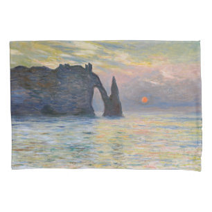 Monet - The Manneport, Cliff at Etretat, Sunset Pillowcase