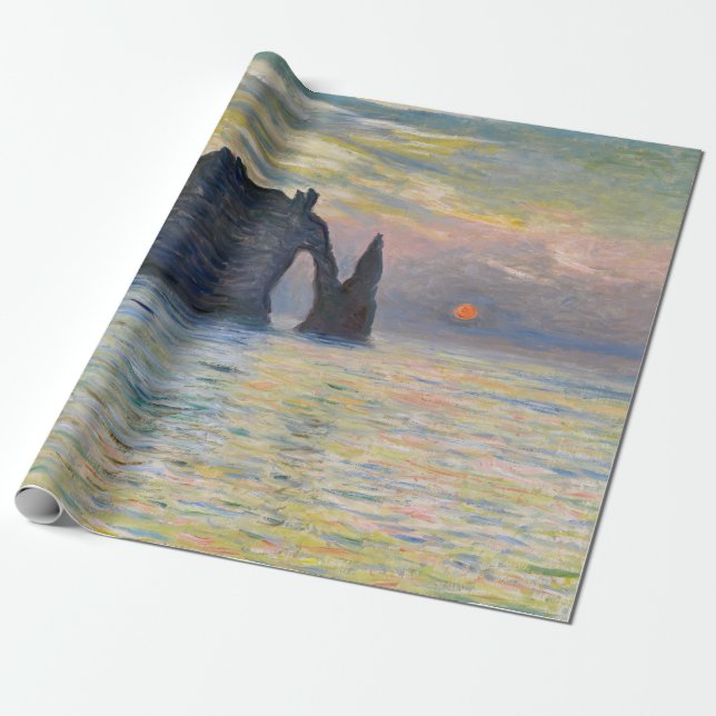 Monet - The Manneport, Cliff at Etretat, Sunset Wrapping Paper (Unrolled)