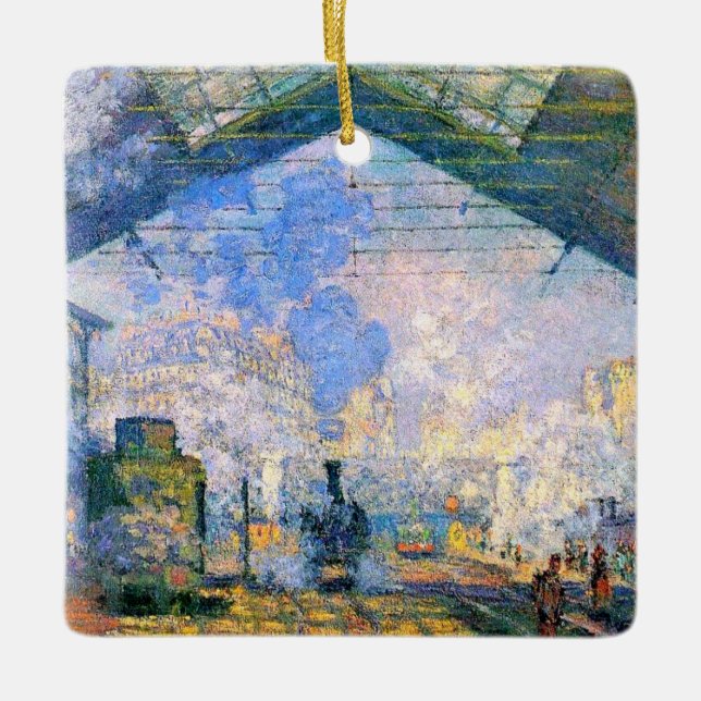 Monet - The Saint-Lazare Station, fine art Ceramic Ornament (Front)