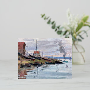 Monet - The Seine at Petit-Gennevilliers Foil Holiday Postcard