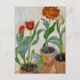Monet Three Pots of Tulips Postcard