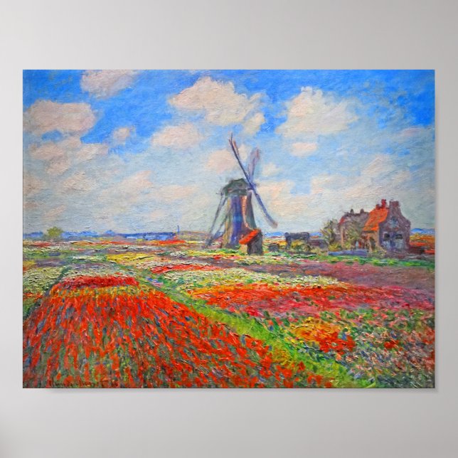 Monet Tulip Fields Windmill Poster (Front)