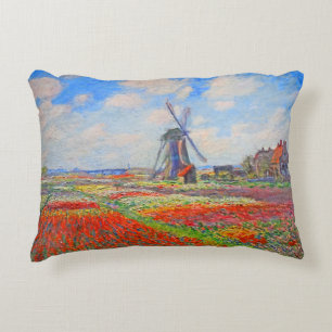 Monet Tulips Windmill Decorative Cushion