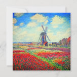Monet Tulips Windmill Invitation<br><div class="desc">Card featuring Claude Monet’s flower and windmill painting. Beautiful and colourful fields of red,  pink,  and yellow tulips next to a windmill and house in Holland. A great Monet gift for fans of impressionism and French art.</div>