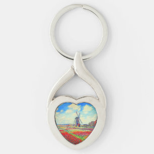 Monet Tulips Windmill Key Ring