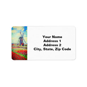 Monet Tulips Windmill Label