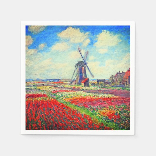 Monet Tulips Windmill Napkin (Front)