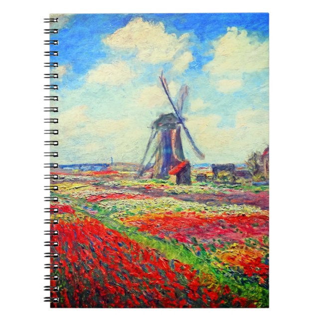 Monet Tulips Windmill Notebook (Front)
