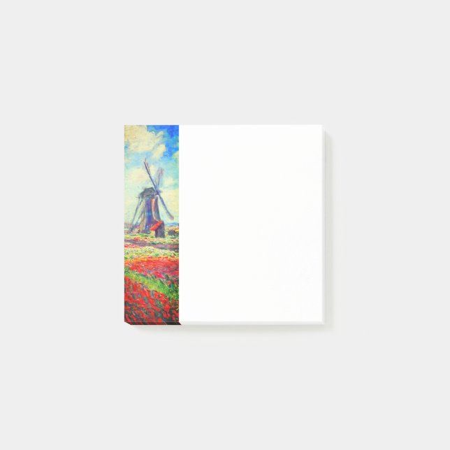 Monet Tulips Windmill Post-it Notes (Front)
