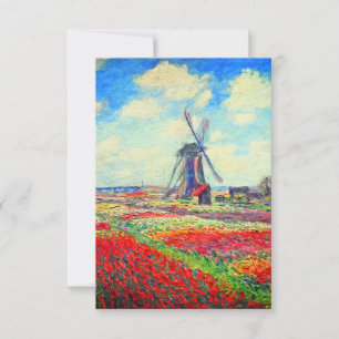 Monet Tulips Windmill RSVP Card