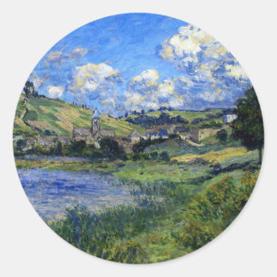 Monet - Vetheuil, Paysage Classic Round Sticker