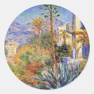 Monet - Villas at Bordighera, Classic Round Sticker