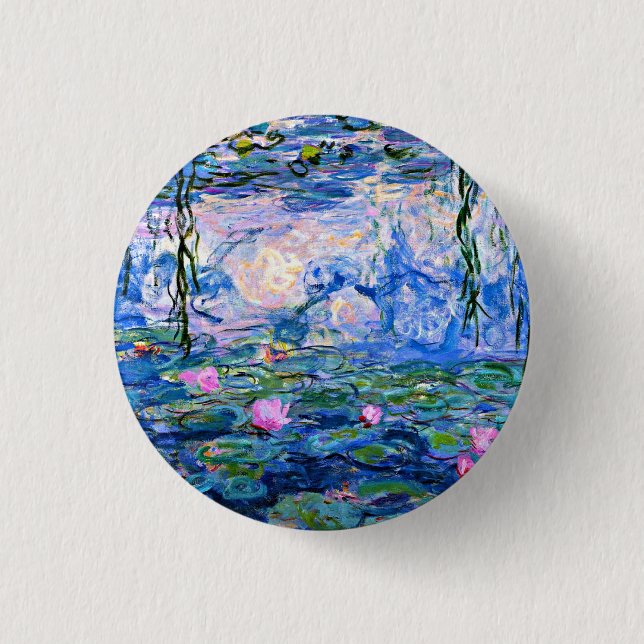Monet: Water Lilies 1919, famous painting, 3 Cm Round Badge (Front)