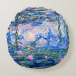Monet: Water Lilies 1919, famous painting Round Cushion<br><div class="desc">Claude Monet: Water Lilies Red,  1919,  beautiful fine art painting</div>