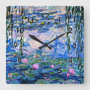 Monet - Water Lilies, 1919, famous painting Square Wall Clock
