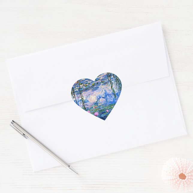 Monet - Water Lilies, 1919, Heart Sticker (Envelope)