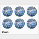 Monet - Water Lilies, 1919, pink Classic Round Sticker<br><div class="desc">Claude Monet 1919 painting,  Water Lilies (pink)</div>