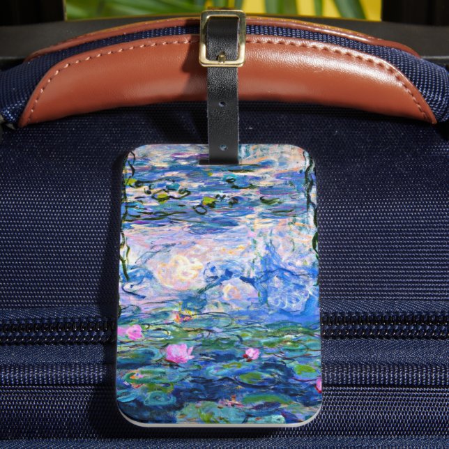 Monet - Water Lilies, 1919, pink, Luggage Tag (Front Insitu 2)