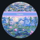 Monet - Water Lilies 1919 template Classic Round Sticker<br><div class="desc">Claude Monet's famous painting,  Water Lilies,  1919,  template,  ready to personalise. Insert your own name/text in place of Virginia.</div>