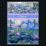 Monet - Water Lilies 1919 template Notebook<br><div class="desc">Claude Monet's famous painting,  Water Lilies,  1919,  template,  ready to personalise. Insert your own name/text in place of Virginia.</div>