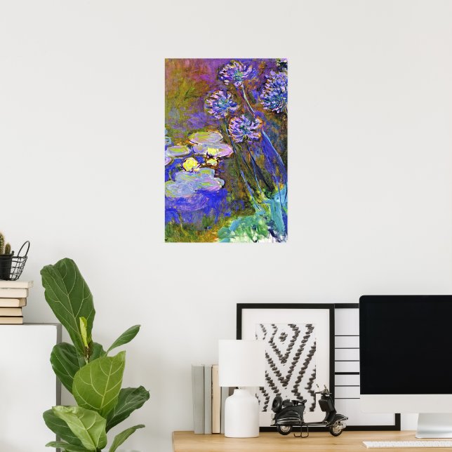 Monet - Water Lilies and Agapanthus Poster (Home Office)