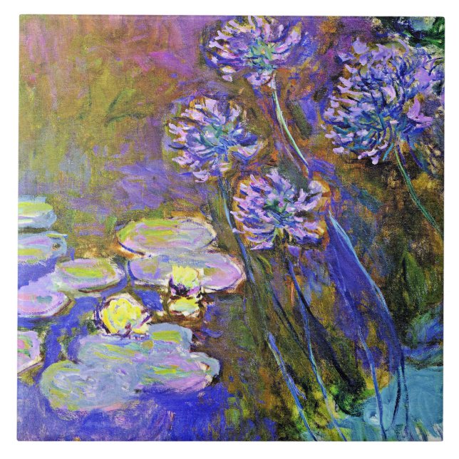 Monet - Water Lilies and Agapanthus Tile (Front)