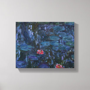 Monet Water Lilies and Reflections of a Willow Canvas Print
