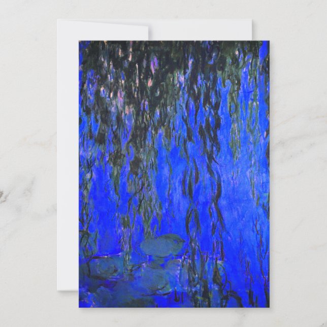 Monet Water Lilies and Weeping Willow Branches Invitation (Front)