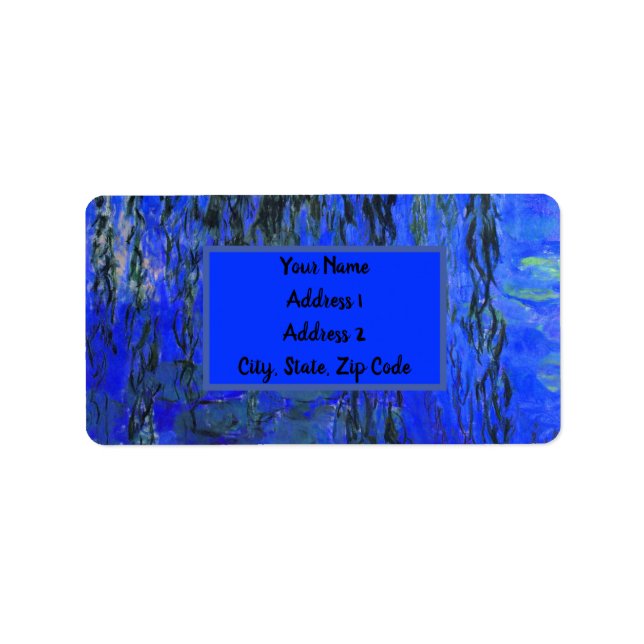 Monet Water Lilies and Weeping Willow Branches Label (Front)