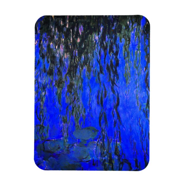 Monet Water Lilies and Weeping Willow Branches Magnet (Vertical)