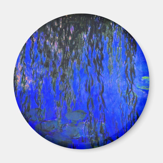 Monet Water Lilies and Weeping Willow Branches Magnet (Front)