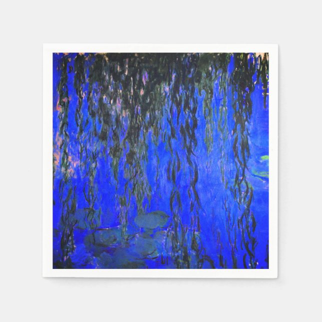 Monet Water Lilies and Weeping Willow Branches Napkin (Front)