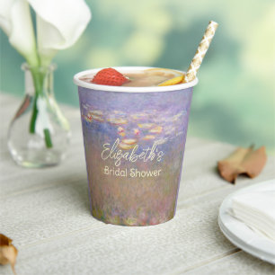 Monet Water Lilies Art Garden Bridal Shower Paper Cups