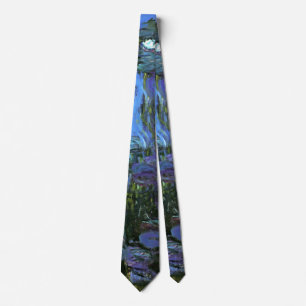 Monet - Water Lilies, Blue Indigo Tie
