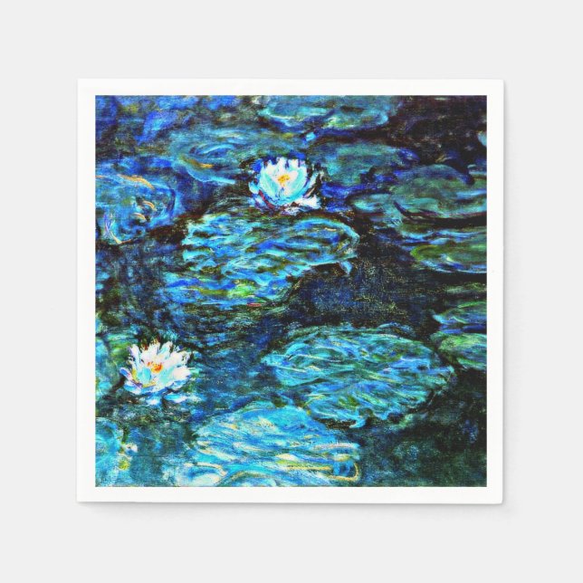 Monet - Water Lilies Blue Napkin (Front)