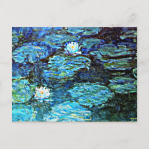 Monet - Water Lilies, Blue Postcard