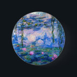 Monet Water Lilies Button<br><div class="desc">Monet Water Lilies button. Oil painting on canvas from 1916. Monet painted his famous water lily pond obsessively during the final years of his career, drawing inspiration from the light of the sun and its shifting effect on the water and the aquatic flowers and foliage. This painting features a vibrant...</div>