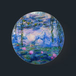 Monet Water Lilies Button<br><div class="desc">Monet Water Lilies button. Oil painting on canvas from 1916. Monet painted his famous water lily pond obsessively during the final years of his career, drawing inspiration from the light of the sun and its shifting effect on the water and the aquatic flowers and foliage. This painting features a vibrant...</div>