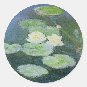 Monet - Water Lilies, Evening Effect, Classic Round Sticker